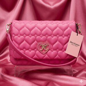 NWT Juicy Couture Medium Pink Heart Embossed Purse